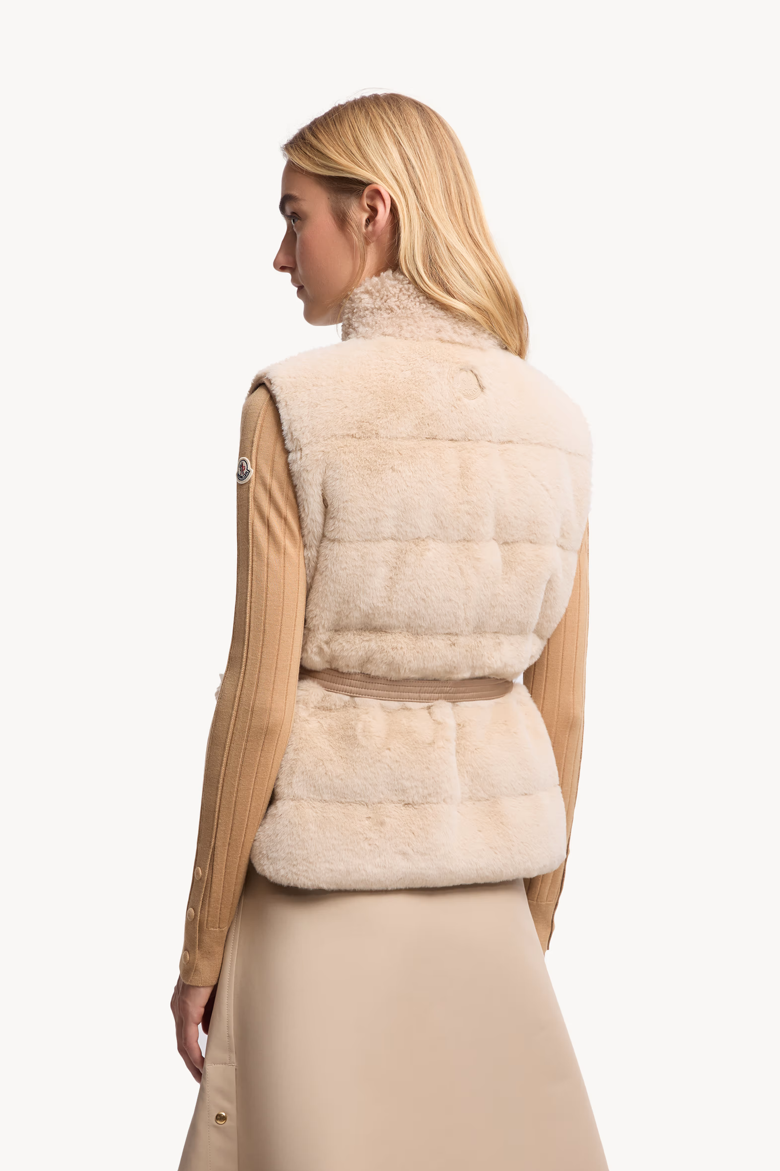 Doudoune sans manches en matière synthétique et teddy Joui Femmes Blanc Ivoire Moncler 5